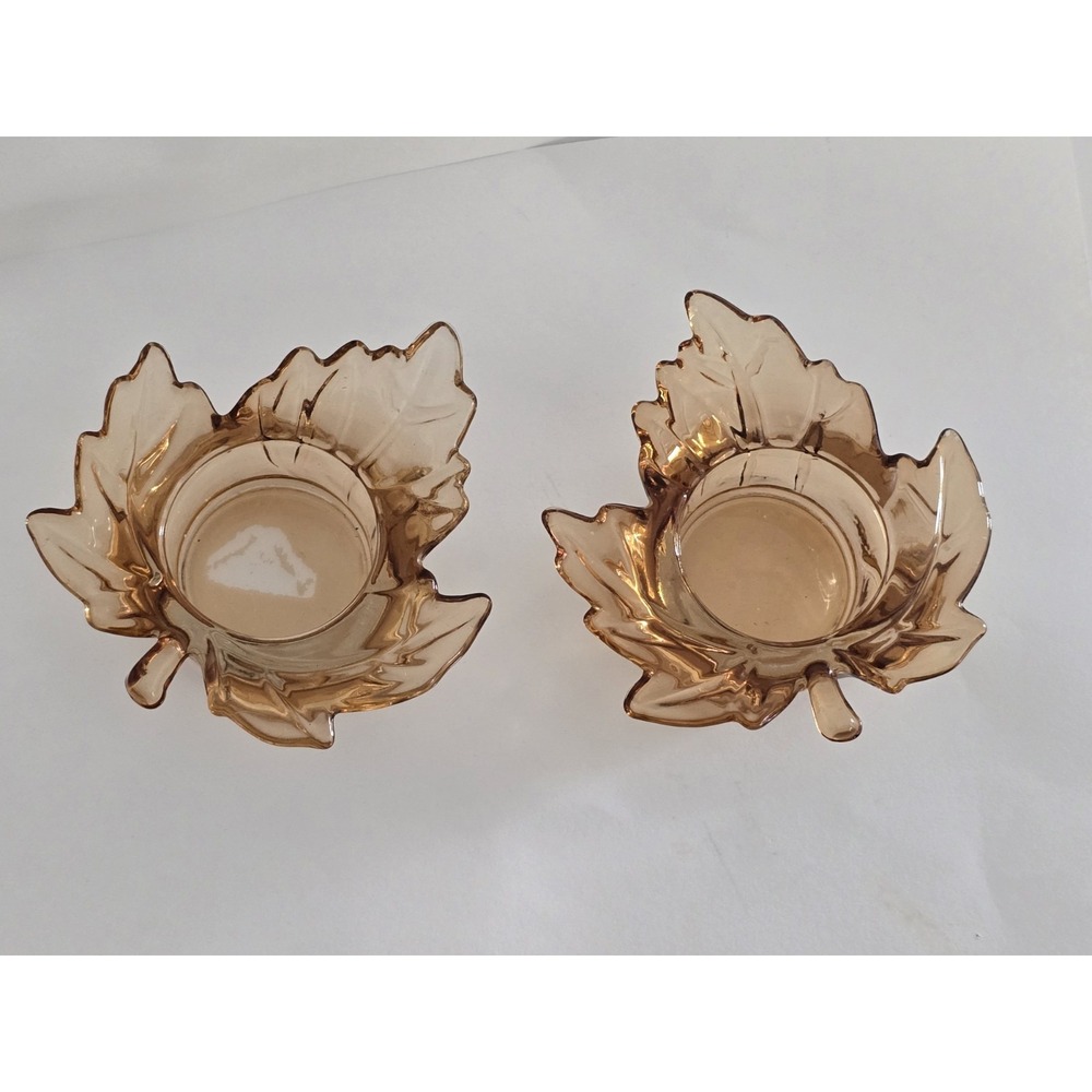 Orange Maple Leaf Tealight Candle Holders Set Ofβ 2